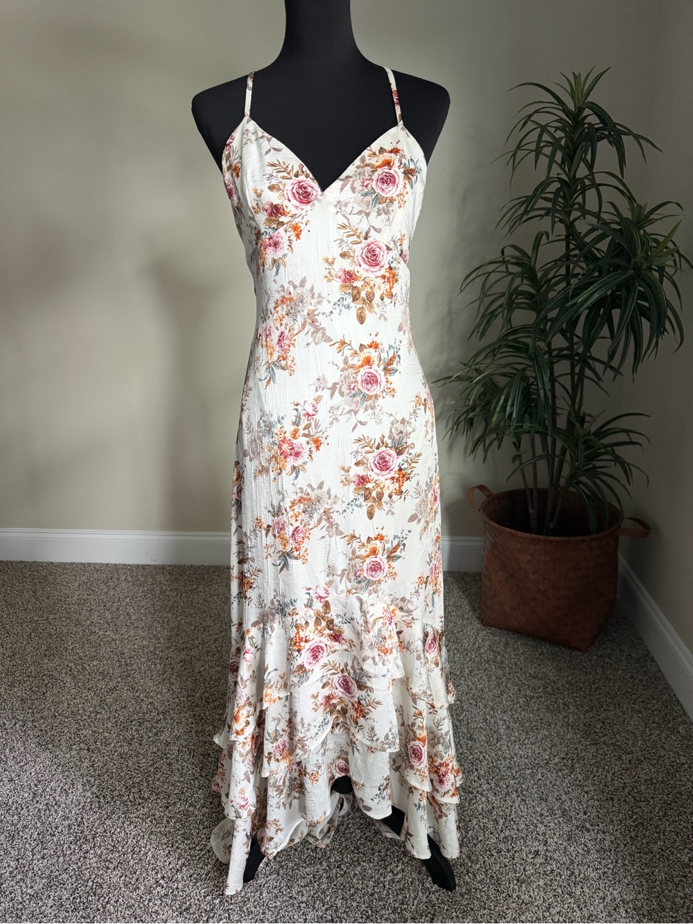 Altar'd State Cream Floral High-Low Maxi Dress - Picture 6 of 11